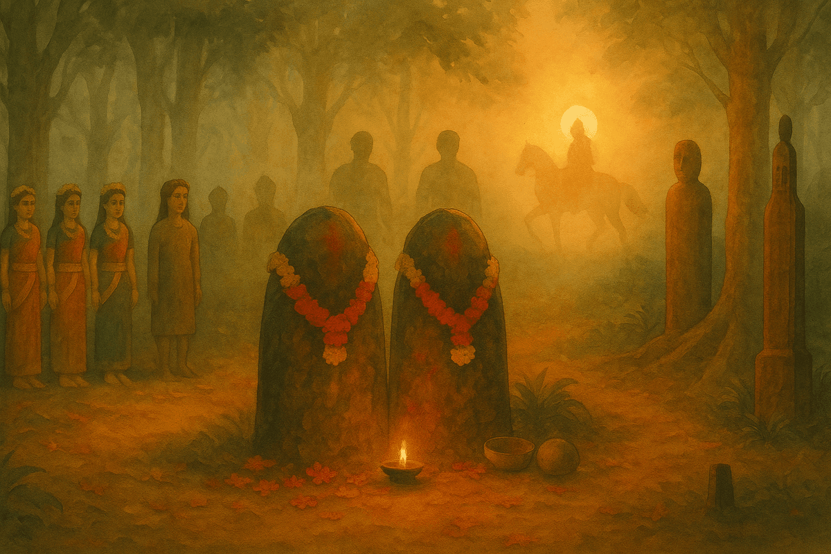 Koragajja with Guligajja alongside Bermer and Raktheshwari in the Maada courtyard